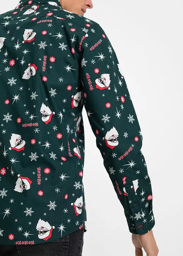 Chemise slim avec imprimé de Noël, 100% coton, bonprix
