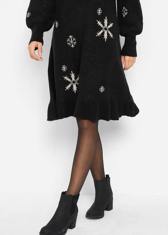 Robe en maille avec flocons de neige, bonprix