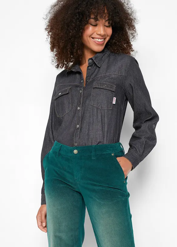 Pantalon large en velours côtelé extensible, bonprix