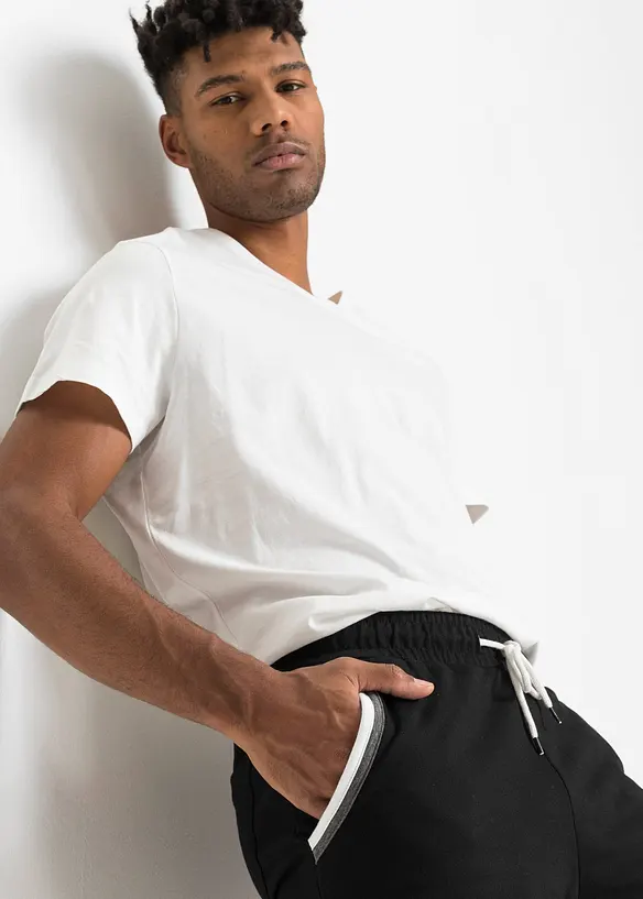 Pantalon de jogging à détails contrastants, 100% coton, bonprix