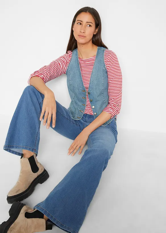 Gilet sans manches en jean extensible, bonprix