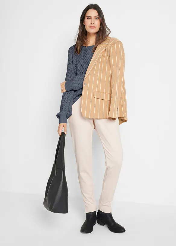 Pull en maille texturée de coton mélangé, bonprix