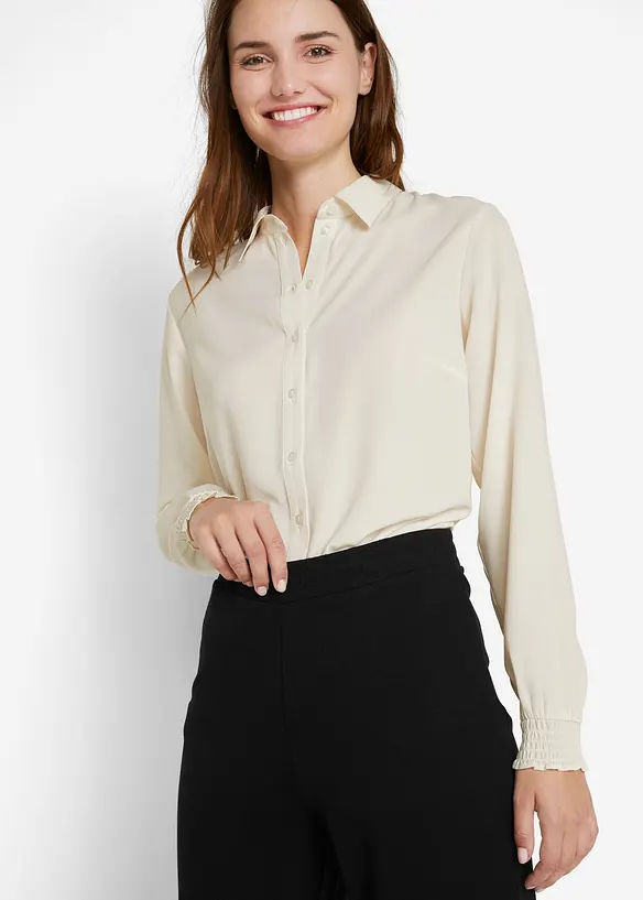 Pantalon large à taille élastiquée, viscose majoritaire, bonprix