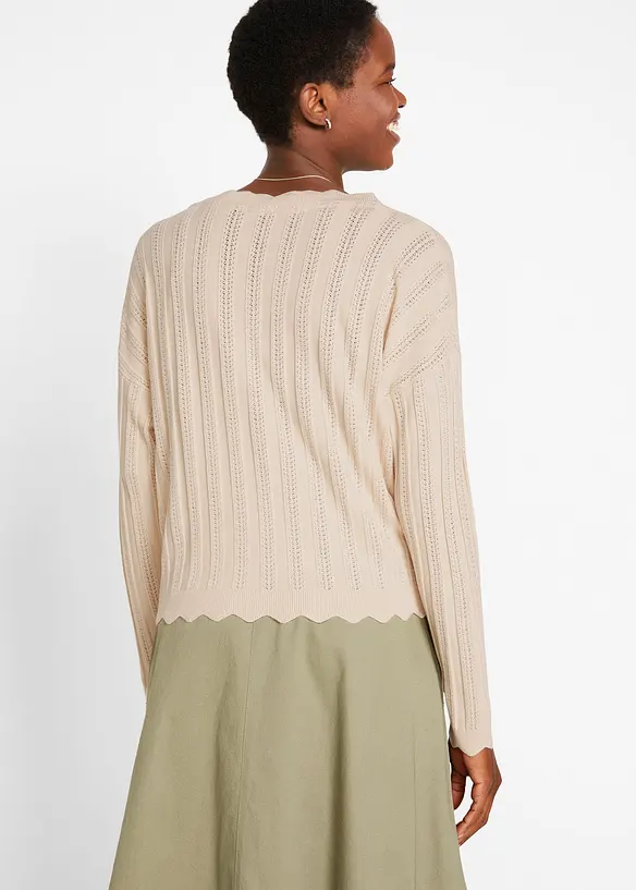 Gilet court en maille ajourée, viscose majoritaire, bonprix