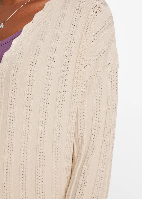 Gilet court en maille ajourée, viscose majoritaire, bonprix