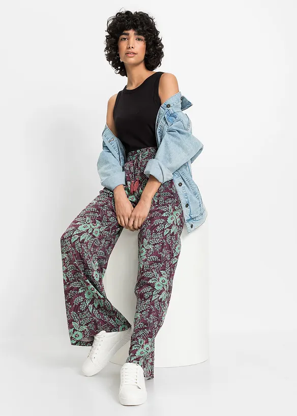 Pantalon palazzo en viscose fluide, bonprix