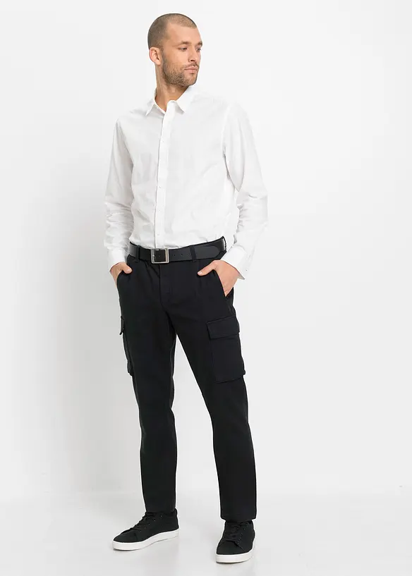 Pantalon cargo regular en coton extensible et robuste, droit, bonprix