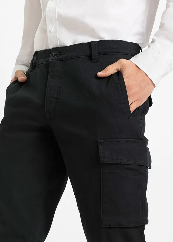 Pantalon cargo regular en coton extensible et robuste, droit, bonprix