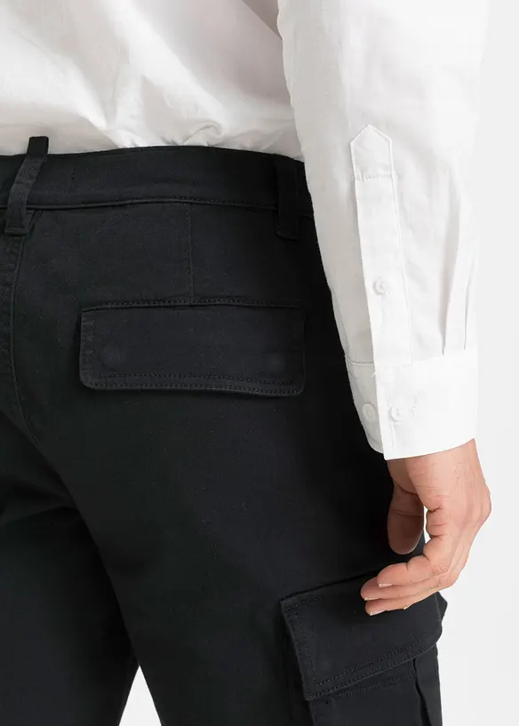 Pantalon cargo regular en coton extensible et robuste, droit, bonprix