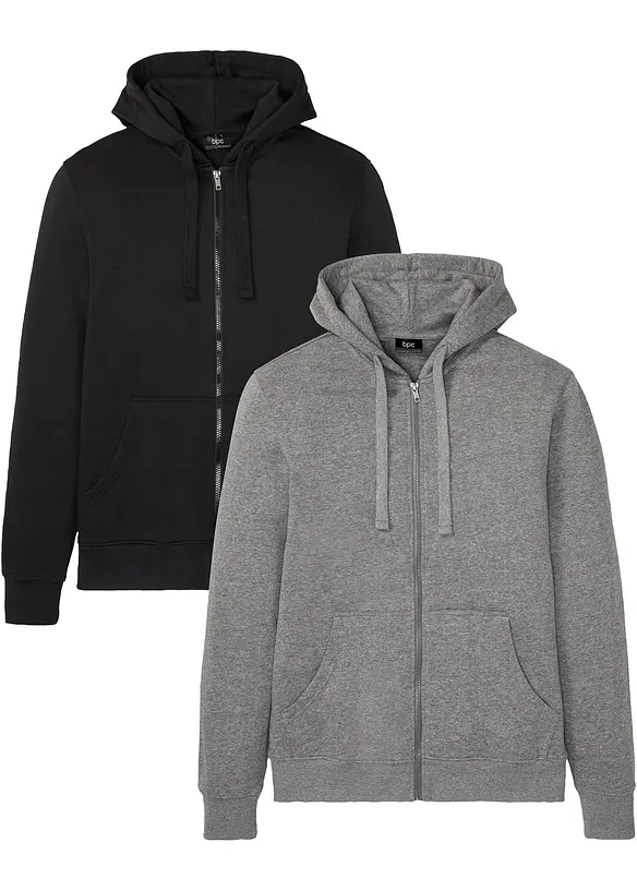 Lot de 2 sweats à capuche zippés , bonprix