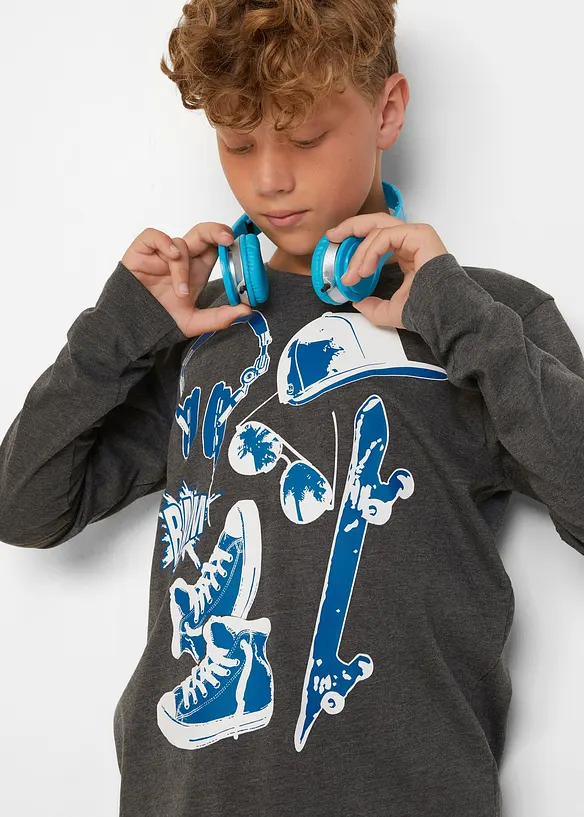 Lot de 2 T-shirts manches longues coton, bonprix