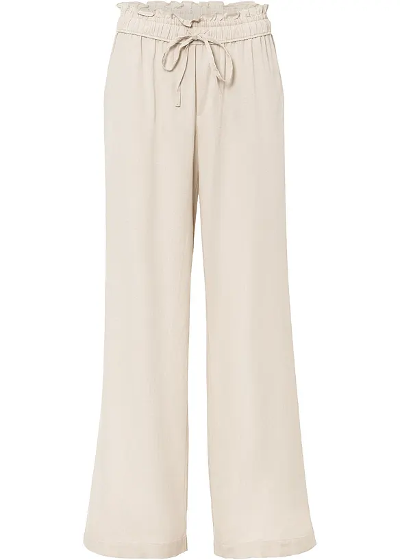 Pantalon Palazzo mélangé lin, bonprix