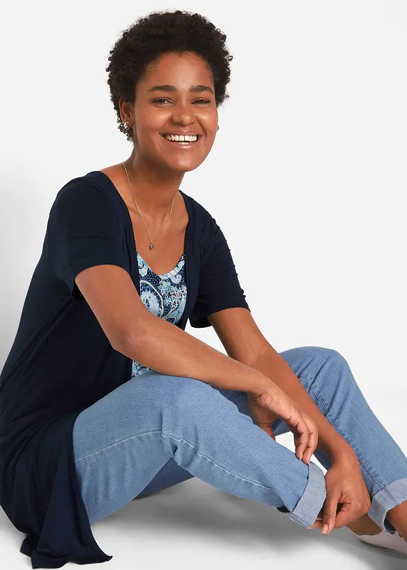 T-shirt 2en1 imprimé à encolure ronde, bonprix