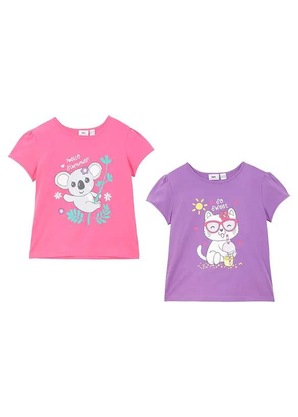 Lot de 2 T-shirts 100% coton, bonprix