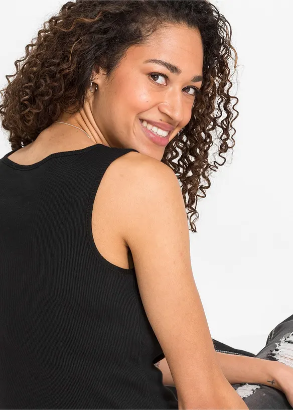 Top côtelé à encolure zippée, bonprix