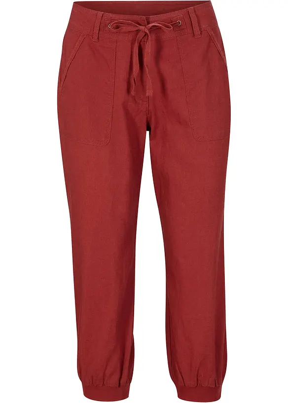 Pantalon 3/4 en lin et coton, bonprix