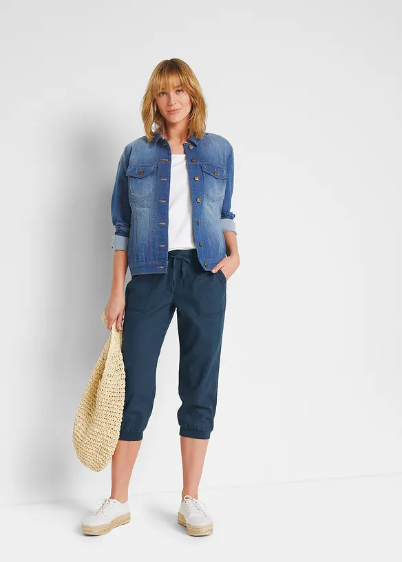 Pantalon 3/4 en lin et coton, bonprix