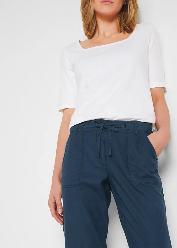 Pantalon 3/4 en lin et coton, bonprix