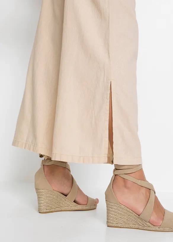 Pantalon large en lin mélangé, bonprix