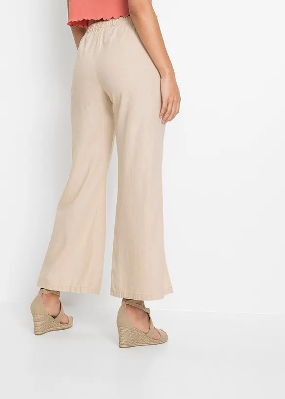 Pantalon large en lin mélangé, bonprix