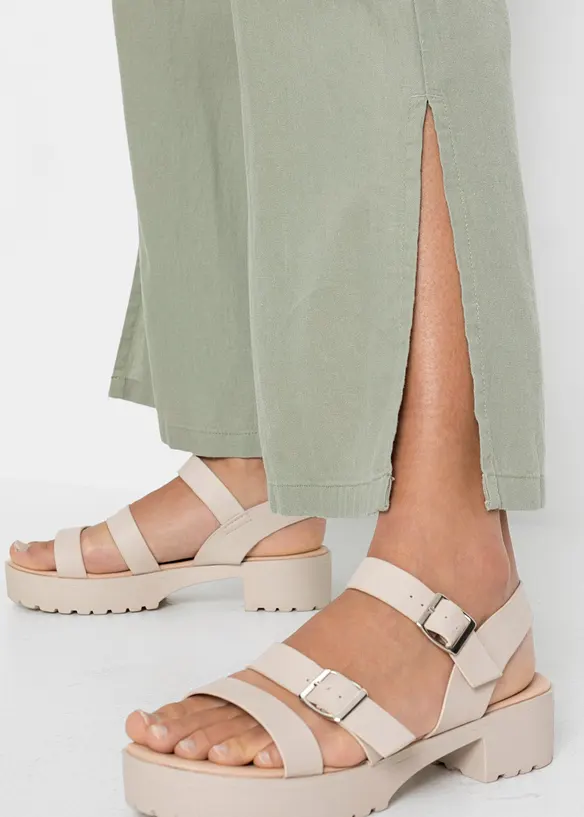 Pantalon large en lin mélangé, bonprix