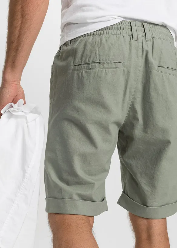 Bermuda &agrave; taille &eacute;lastiqu&eacute;e en lin m&eacute;lang&eacute;, Regular, bonprix