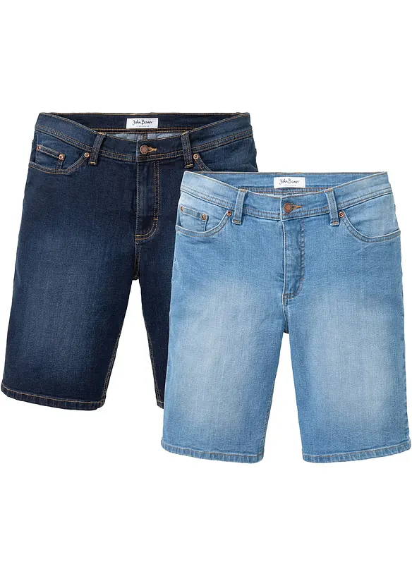 Lot de 2 bermudas en jean extensible, Regular, bonprix