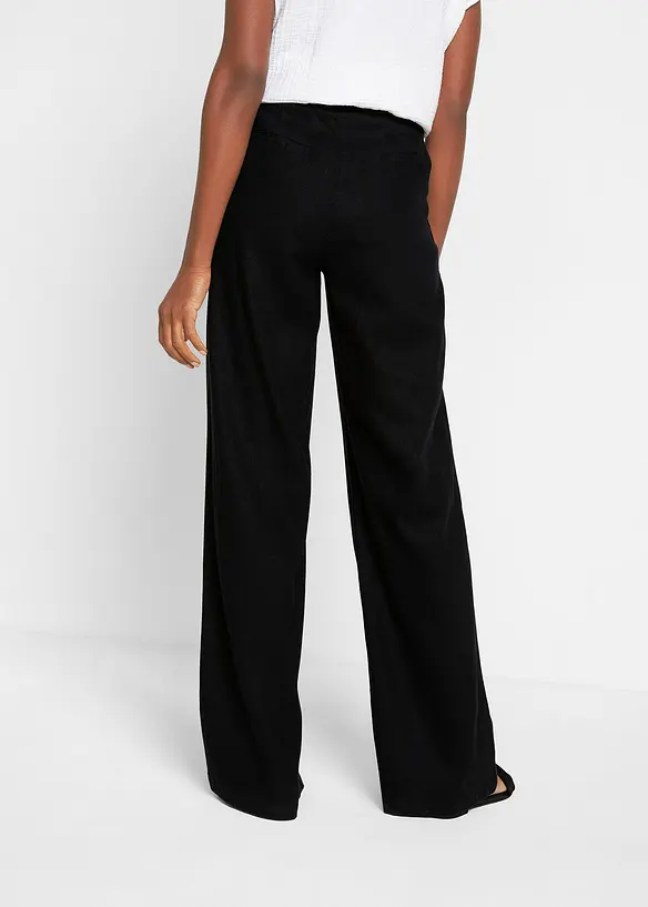 Pantalon palazzo en lin mélangé, coupe très large, bonprix