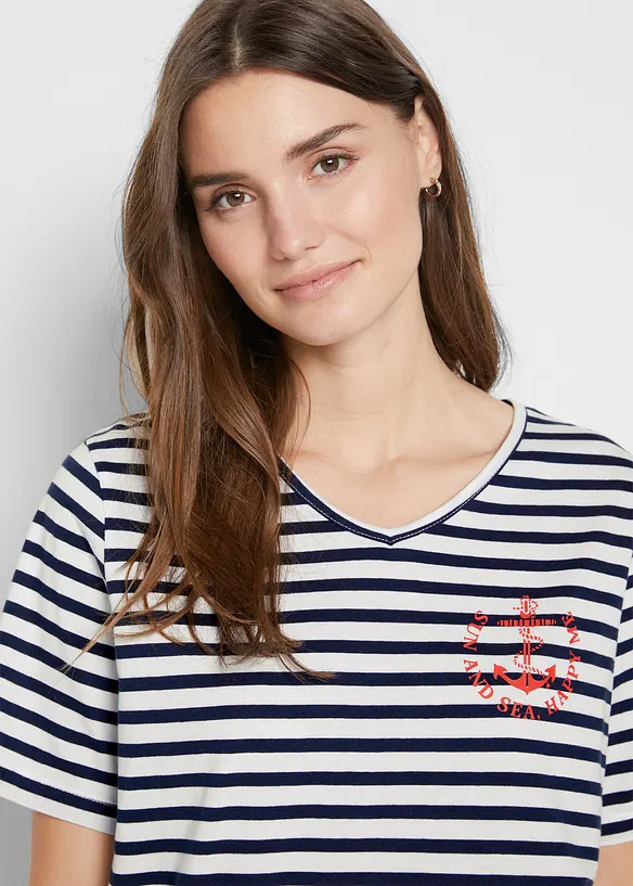 T-shirt coton manches mi-longues, bonprix