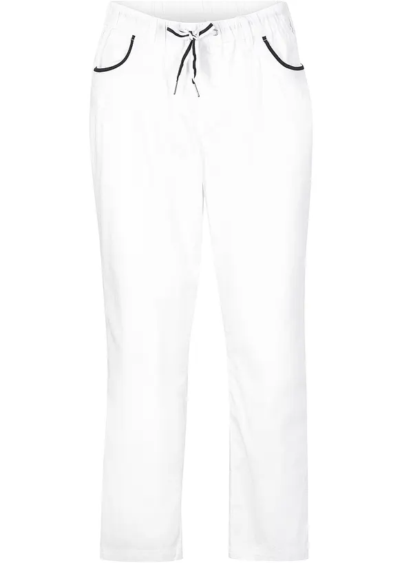 Pantalon 7/8 taille élastiquée en coton Paper Touch, bonprix