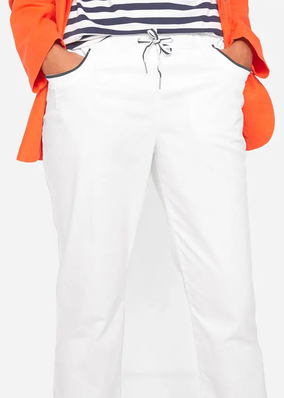 Pantalon 7/8 taille élastiquée en coton Paper Touch, bonprix