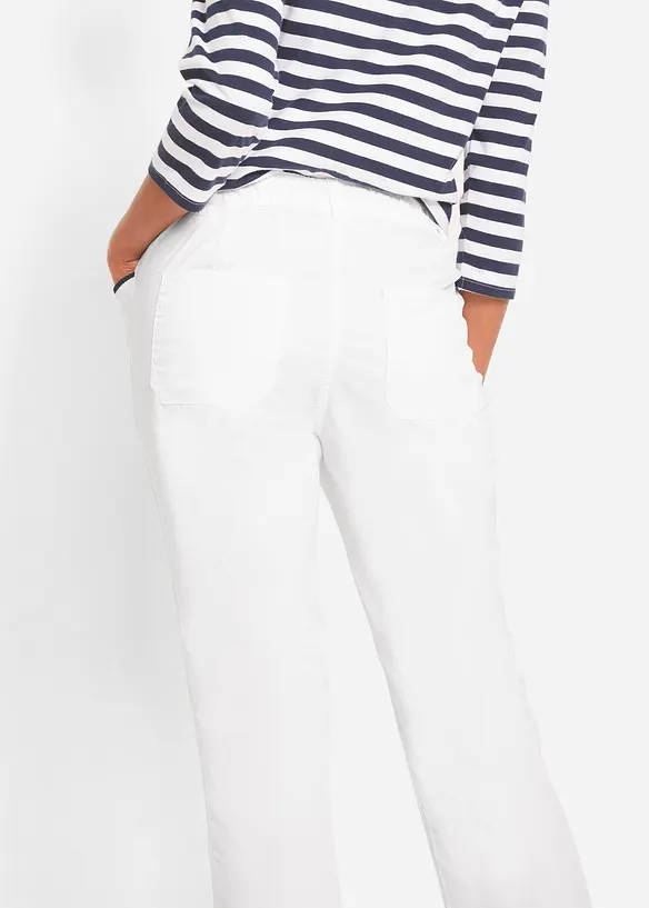 Pantalon 7/8 taille élastiquée en coton Paper Touch, bonprix