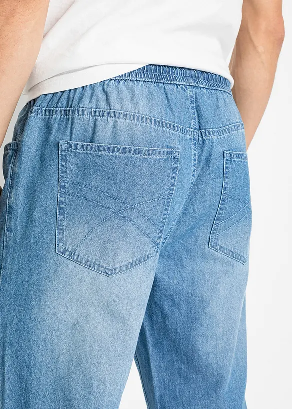 Lot de 2 jeans classiques &agrave; taille &eacute;lastiqu&eacute;e en denim estival, bonprix