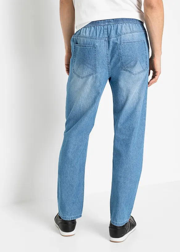 Lot de 2 jeans classiques &agrave; taille &eacute;lastiqu&eacute;e en denim estival, bonprix