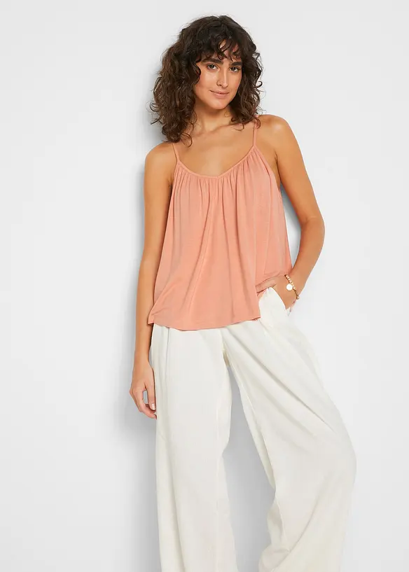Top &agrave; fines bretelles en viscose fluide, bonprix