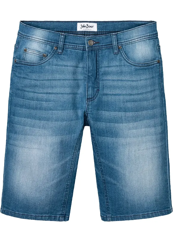 Bermuda en jean extensible avec entrejambe renforc&eacute;, Regular, bonprix