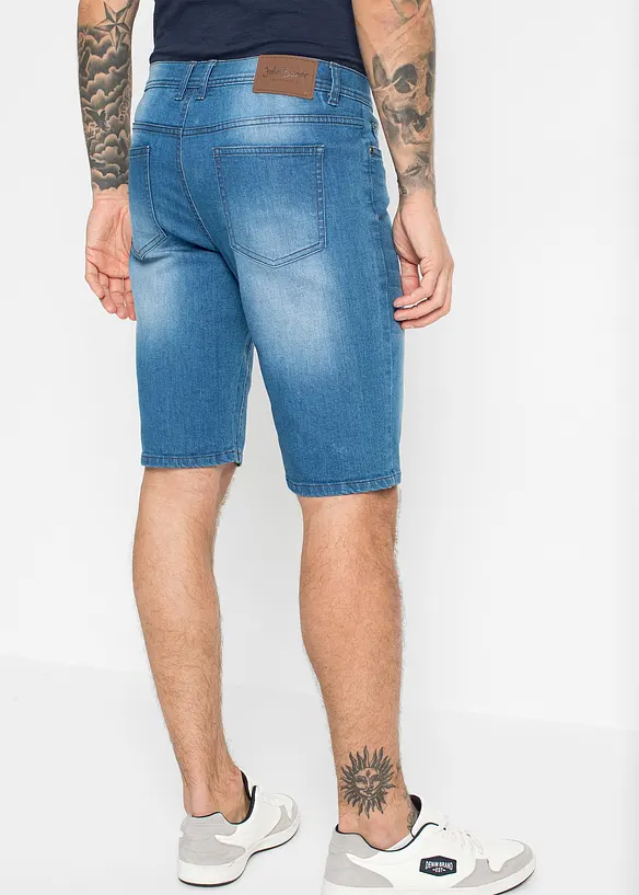 Bermuda en jean extensible avec entrejambe renforc&eacute;, Regular, bonprix