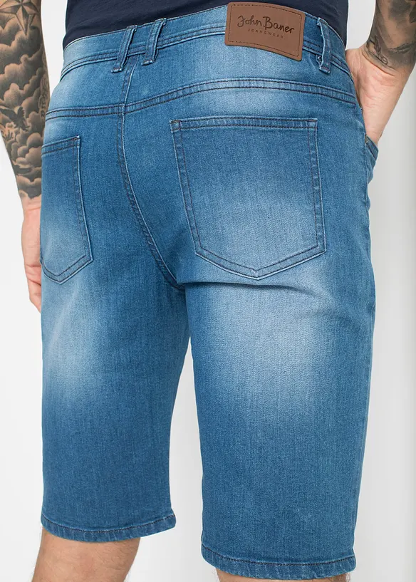 Bermuda en jean extensible avec entrejambe renforc&eacute;, Regular, bonprix