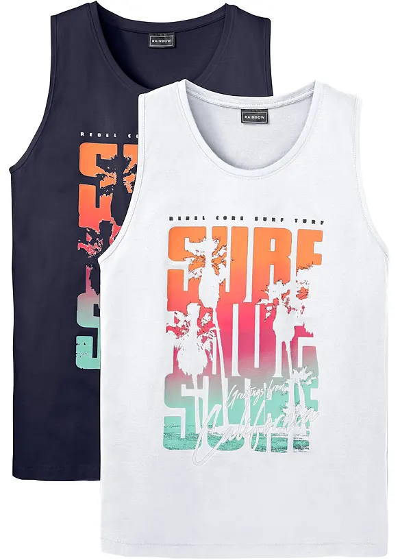 Lot de 2 débardeurs slim 100% coton, bonprix