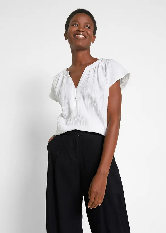 Pantalon palazzo en lin mélangé, coupe très large, bonprix