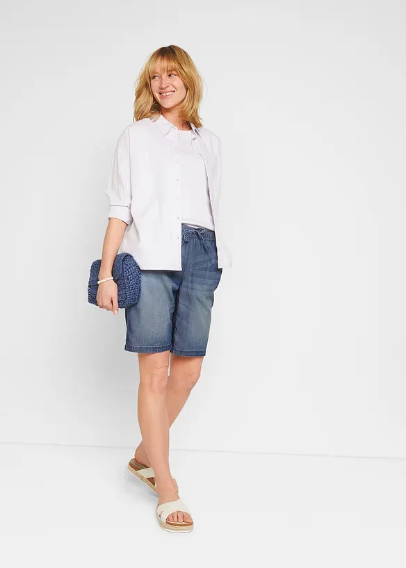 Short en denim léger avec lin, bonprix