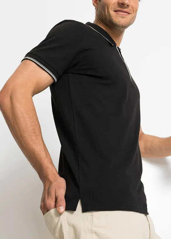 Polo zippé en maille piquée 100% coton, bonprix