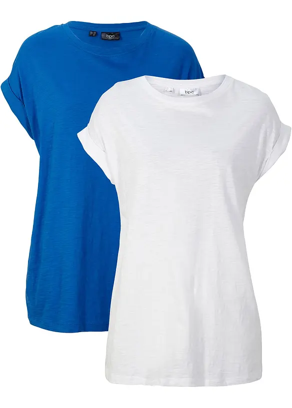 Lot de 2 T-shirts longs 100% coton, bonprix