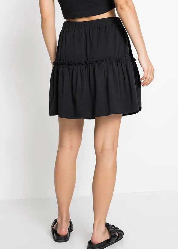 Jupe en jersey &agrave; volant en viscose m&eacute;lang&eacute;e, bonprix