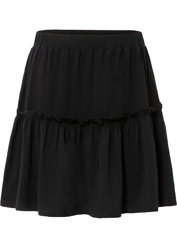 Jupe en jersey &agrave; volant en viscose m&eacute;lang&eacute;e, bonprix