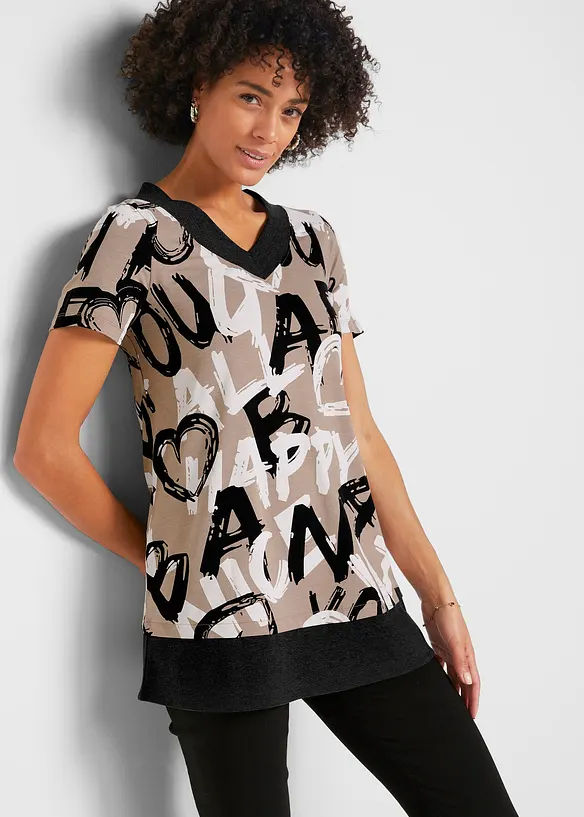 T-shirt long &agrave; manches courtes, bonprix