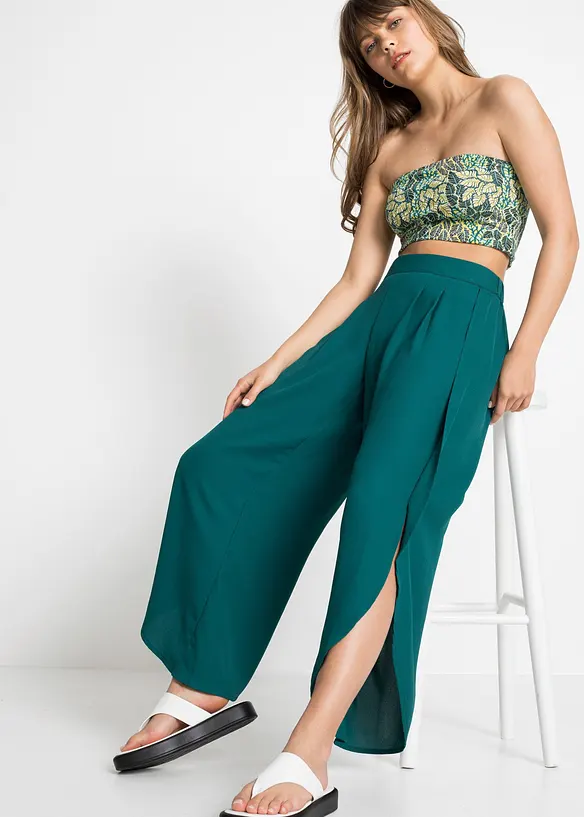 Pantalon palazzo fendu sur les côtés, bonprix