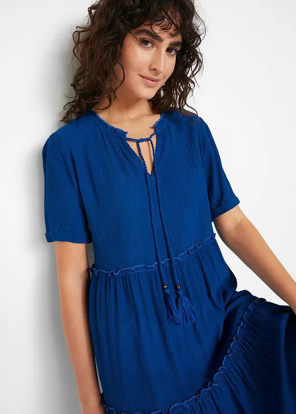 Robe en crépon de viscose, longueur genou, détail encolure, bonprix