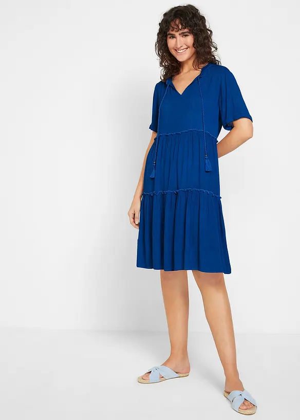 Robe en crépon de viscose, longueur genou, détail encolure, bonprix