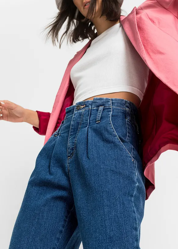 Jean mom extensible, taille haute, bonprix